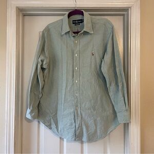 Ralph Lauren 16.5 32/33 Mint Green Button Down Shirt Cotton
